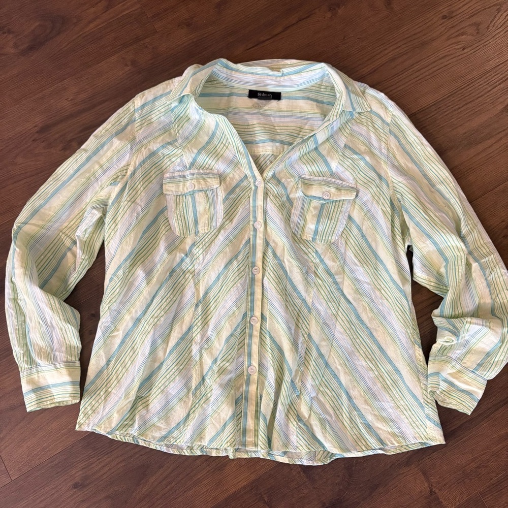 Plus Size Y2K Striped Button-Up Size 24W